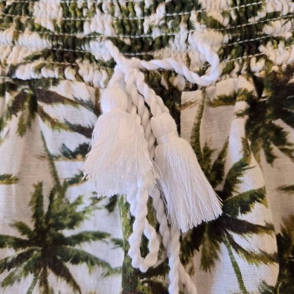 Briggs Womens Palm Tree Print Pull On Linen Blend Comfort Shorts Medium - Picture 4 of 10